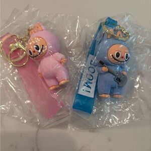 Cute Pink and Blue Keychain Set Labubu